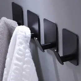 26lb Heavy Duty Adhesive Towel Hooks No-Damage 4 Pack Matte Black Stainless Steel Strong Adhesion