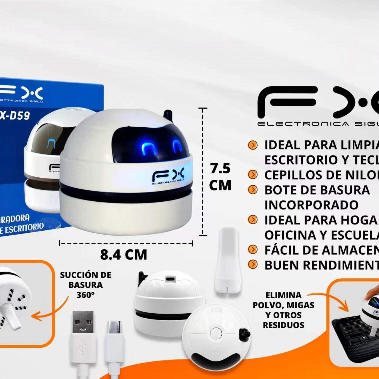 Main product image of Desktop Vacuum Cleaner with Nylon Brush Head and Built-in Dustbin