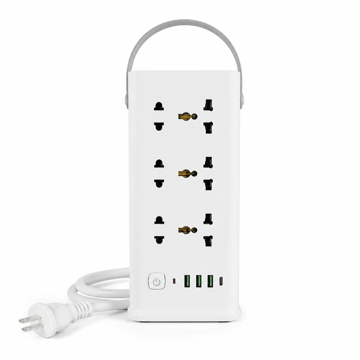 Main product image of 6-Outlet Tower Power Strip with 3 USB-A, 1 USB-C, and Three-Color Dome Light