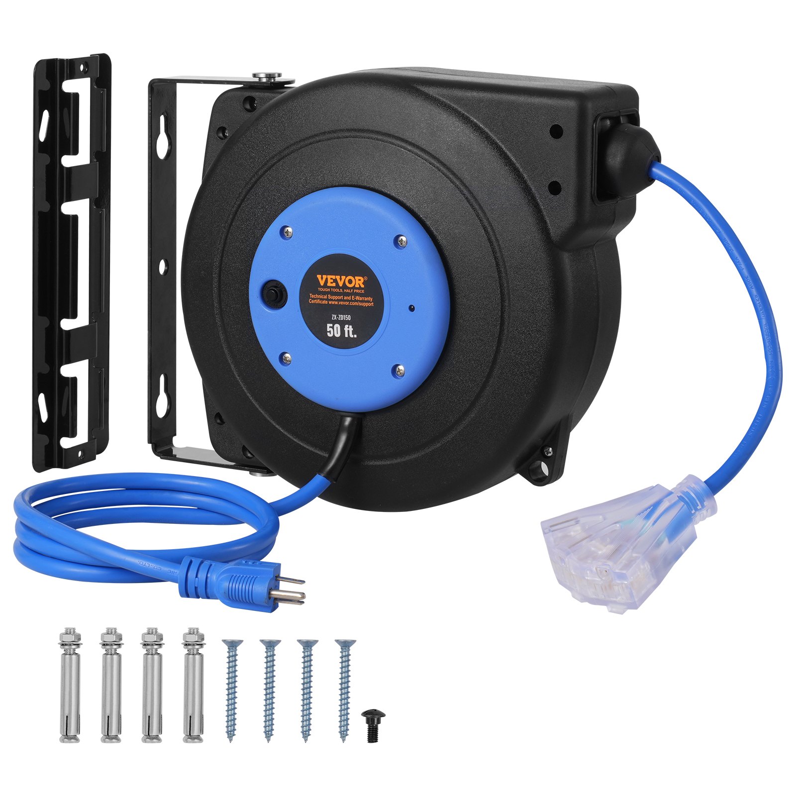 Main product image of Retractable Extension Cord Reel, 50 ft, 14 AWG/3C SJTOW, 3-Outlet, 13A Breaker