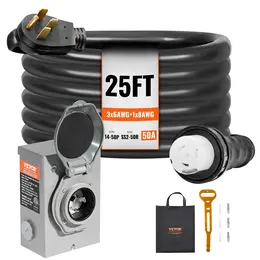 Product image of 50A Generator Kit, 25 ft Power Cord, NEMA 14-50P/SS2-50R, 6/3+8/1 AWG