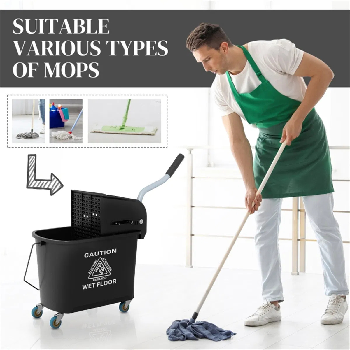 Main product image of Heavy-Duty Commercial Cleaning Bucket with Casters