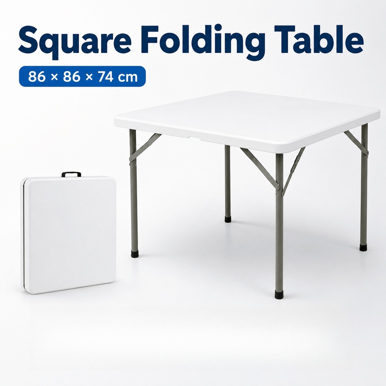 Main product image of White Half Folding Square Utility Table, 34 inch, Steel Frame