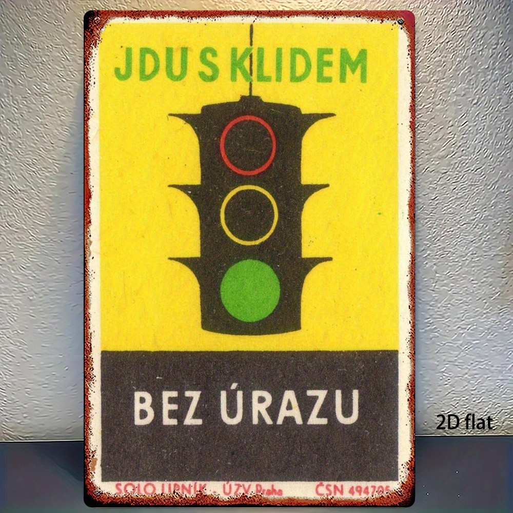 Main product image of Vintage Czech Traffic Light Tin Sign Retro Metal Wall Plaque Decor Collectible