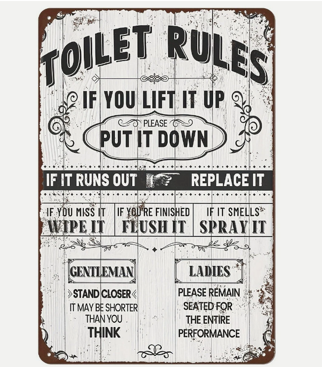 Main product image of Toilet Rules Tin Sign Funny Bathroom Sign Bar Restaurant Bathroom Rules Metal