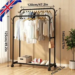 Product image of Movable Metal Garment Rack with Integrated Storage Shelf