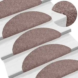Self-Adhesive Stair Treads, 15 Pieces, 56x Light Brown, Semicircular
