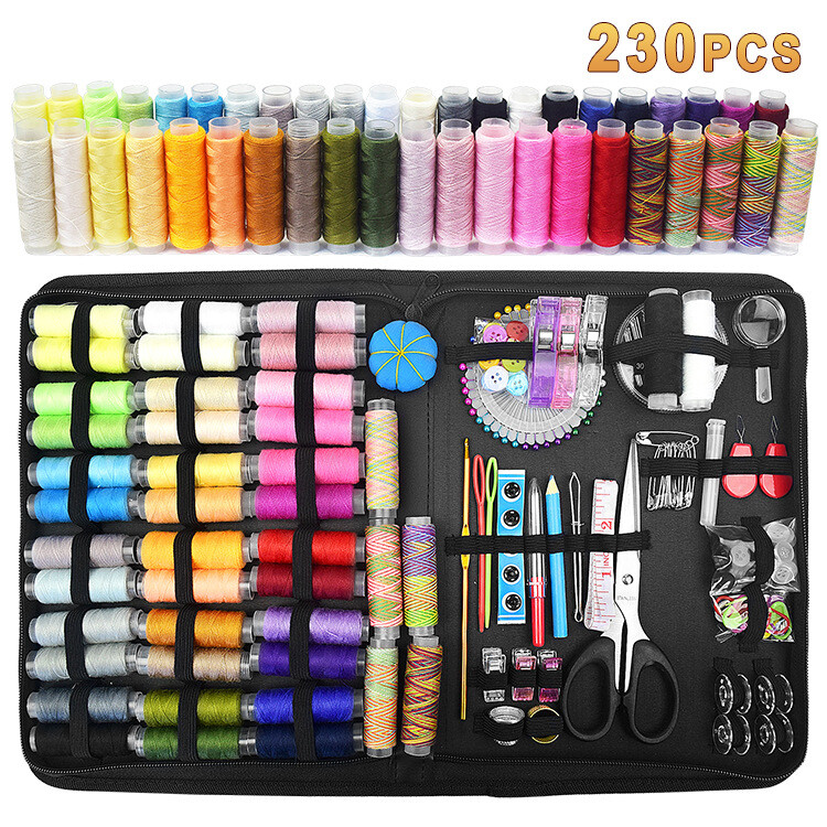 Main product image of 230-Piece Travel Sewing Kit with Needles, Thread, and Scissors