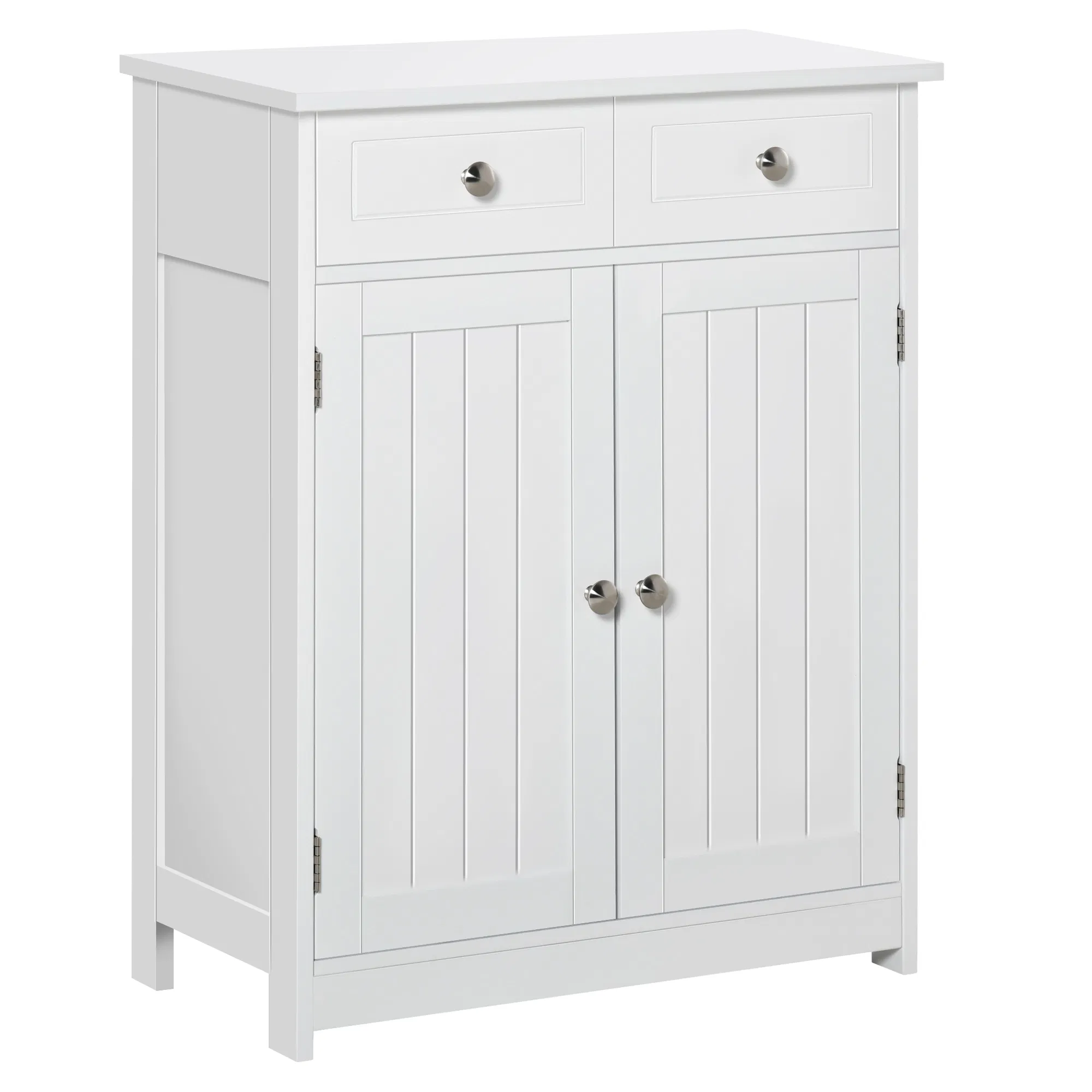 Main product image of Freestanding Bathroom Cabinet, 2 Doors, 2 Drawers, Adjustable Shelf, White