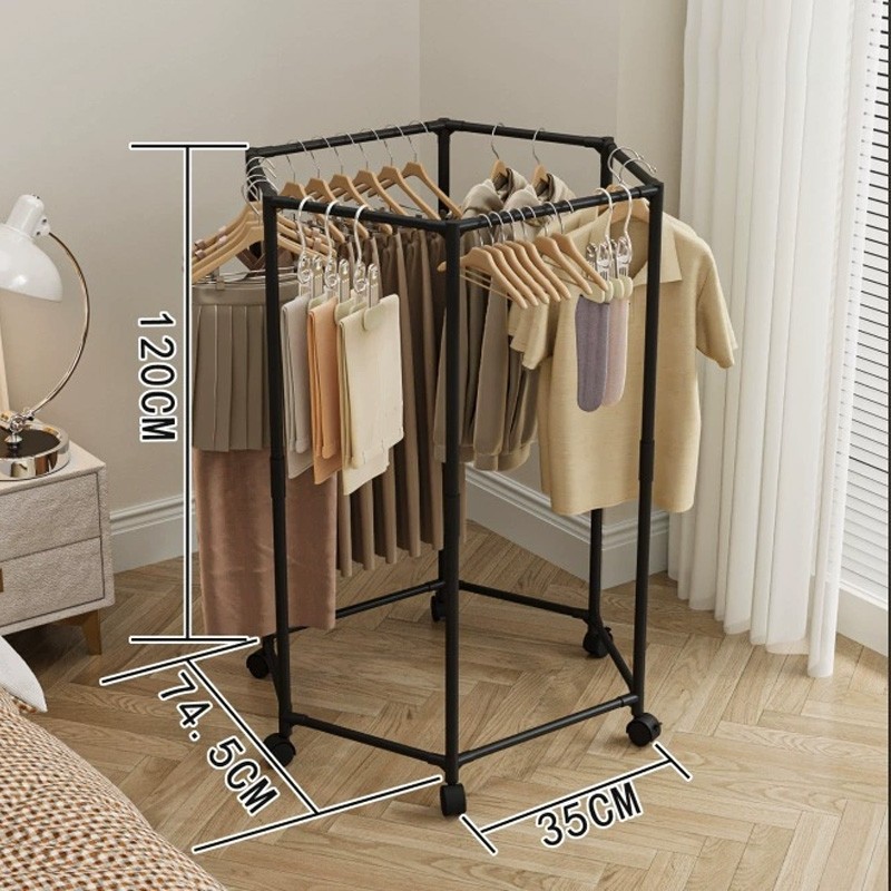 Main product image of 360-Degree Rotating Rolling Clothes Rack with Wheels