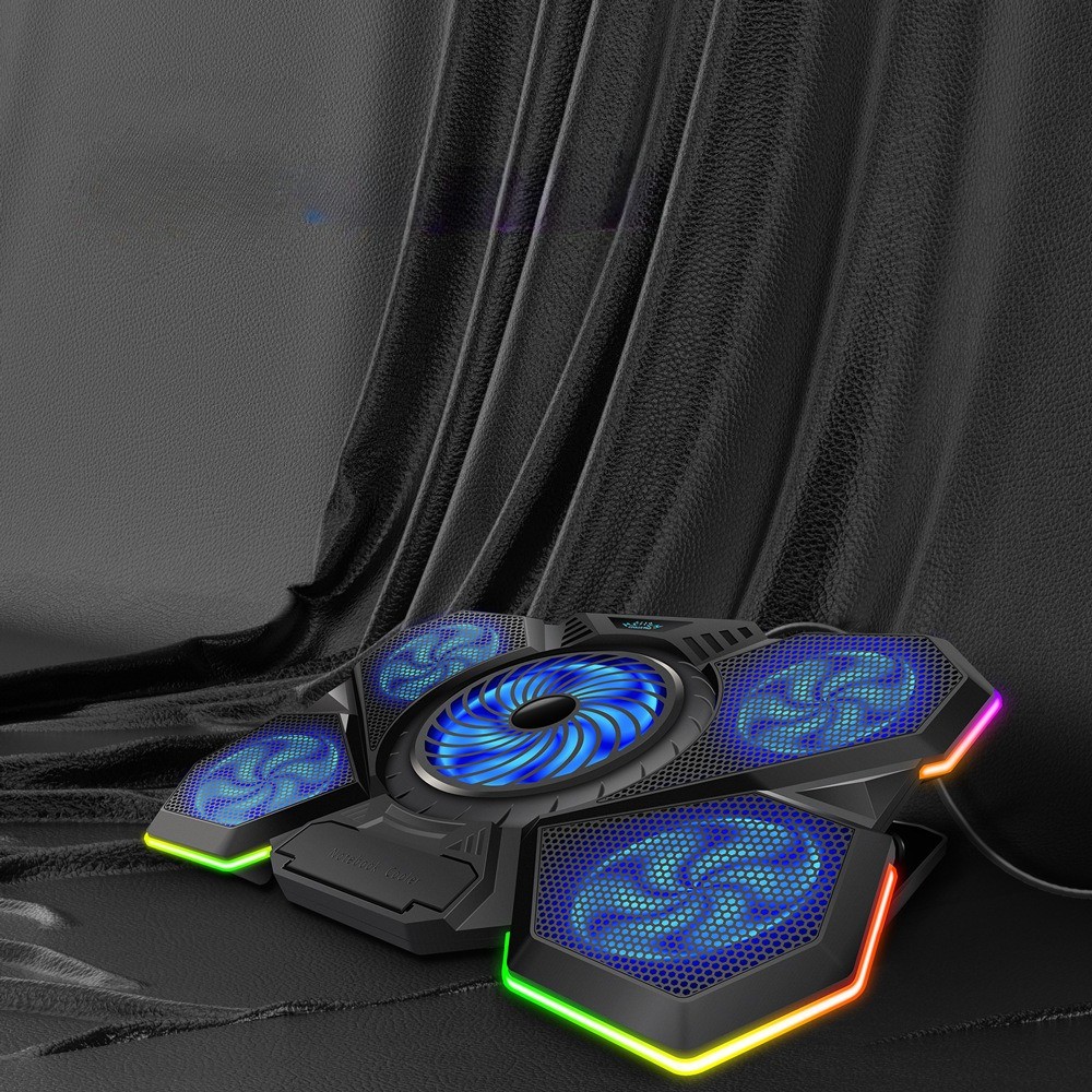 Main product image of Adjustable Laptop Cooler Laptop Cooling Pad With 5 Silent Fans Rgb Laptop Stand