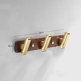 Bathroom Black Walnut Clothes Hooks Free Perforated Row Hooks