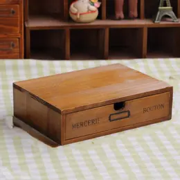 Storage Wooden Box Drawer Type Computer Double-Layer Elevated Display Wooden Box Base Desktop Wooden Wooden Box Cabinet