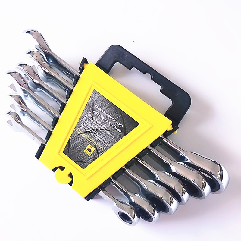 Dingyu Manufacturer Sells CR-V Dual-purpose Ratchet Quick Wrench 8-17mm 6PCS Set