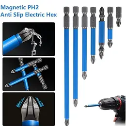 7 Pcs Ph2 Anti Slip Magnetic Cross Electric Drill Bits Screw Nozzle Taper Corrector 25Mm 50Mm 65Mm 70Mm 90Mm 127Mm 150Mm