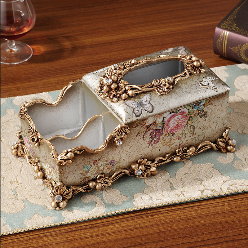 European-style Fruit Plate Three-piece Coffee Table Decoration Ashtray Tissue Box Set