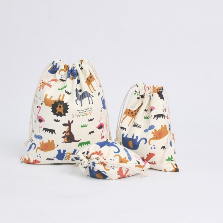 Storage Bag Drawstring Bag Tea Gift Bag Zoo Print
