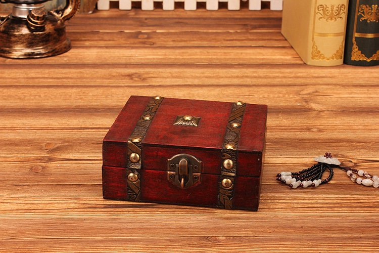 Antique Storage Box Double Belt Small Wooden Box