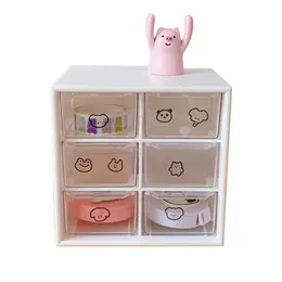Six Palace Grid Red Drawer Box Desktop Sundries Storage Organizing Box