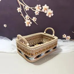 Hand-woven Storage Basket Retro American Oil Painting Style Storage Basket