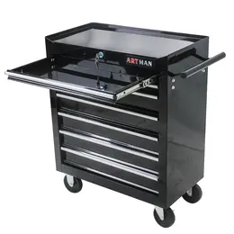 7-Drawer Multi-Tool Cart, Black, with Wheels