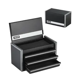 Tool Box 8.6-inch Portable Metal Tool Box With 3 Drawers Tool Organizer Black
