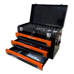 Portable 3-Drawer Tool Box for Storage, Includes Assorted Hand Tool Set