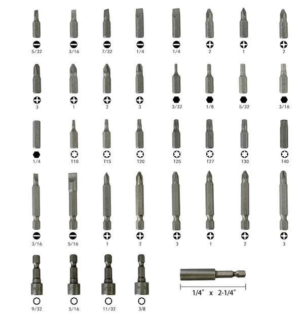 37 Piece Impact Screwdriver Bit Set Nut Driver Torx Phillips Tool Magnetic Drill