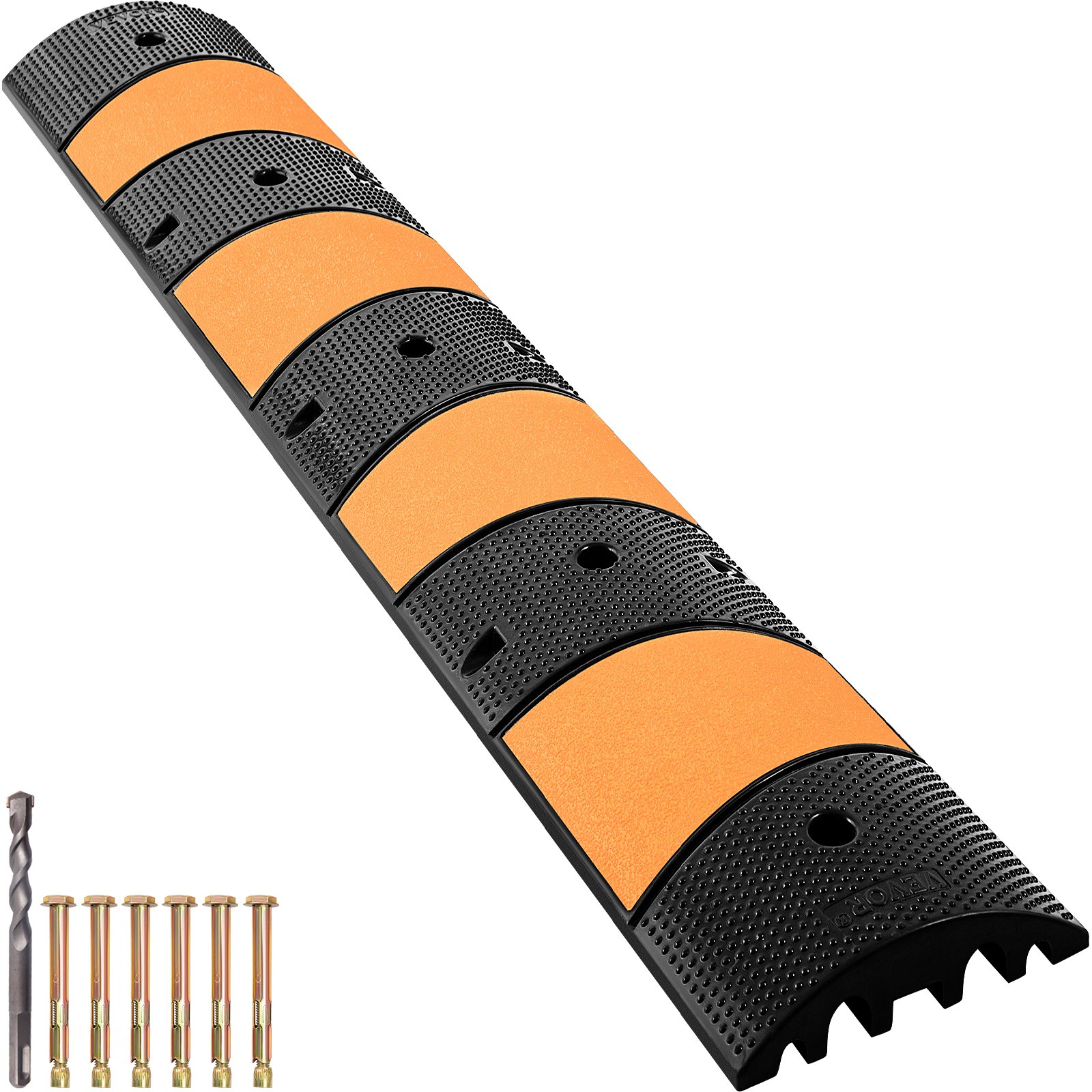 Rubber Speed Bump, 1 Pack 2 Channel Speed Bump Hump, 72.8' Long Modular Speed Bump Rated 22000 LBS Load Capacity, 72.8 X 12.2 X 2.2 Garage Speed Bump For Asphalt Concrete Gravel Driveway-6 FT