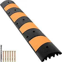 Rubber Speed Bump, 1 Pack 2 Channel Speed Bump Hump, 72.8' Long Modular Speed Bump Rated 22000 LBS Load Capacity, 72.8 X 12.2 X 2.2 Garage Speed Bump For Asphalt Concrete Gravel Driveway-6 FT