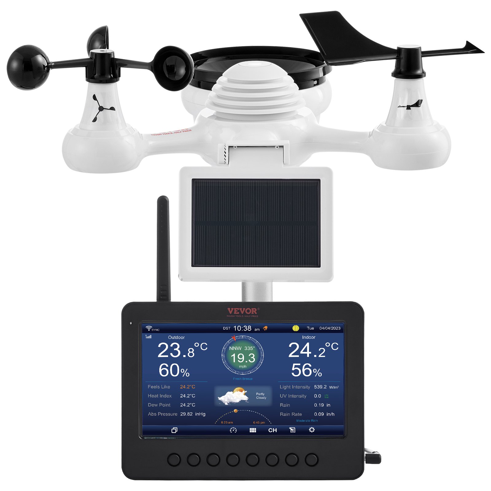 7-in-1 Wi-Fi Weather Station 7 In TFT Display Wireless Outdoor Sensor
