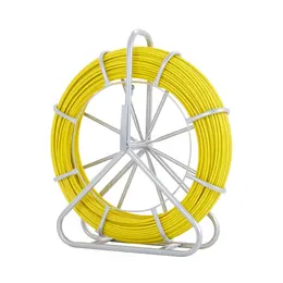 Fish Tape Fiberglass, 425 Ft, 1/4 Inch, Duct Rodder Fishtape Wire Puller, Cable Running Rod With Steel Reel Stand, 3 Pulling Heads, Fishing Tools For Walls And Electrical Conduit, Non-Conductive