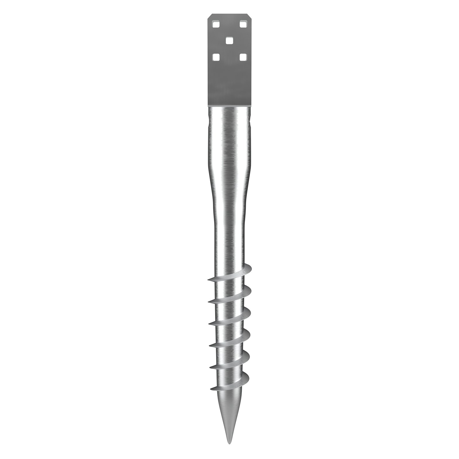 No Dig Ground Anchor, 1 Pack 3.94 X 2.76 X 27.56 In DIY Screw In Post Stake, Includes 6 Lag Bolts & A Rebar, U-Shape Heavy Duty Steel Post Holder, Great For Mailbox Posts And Fence Posts
