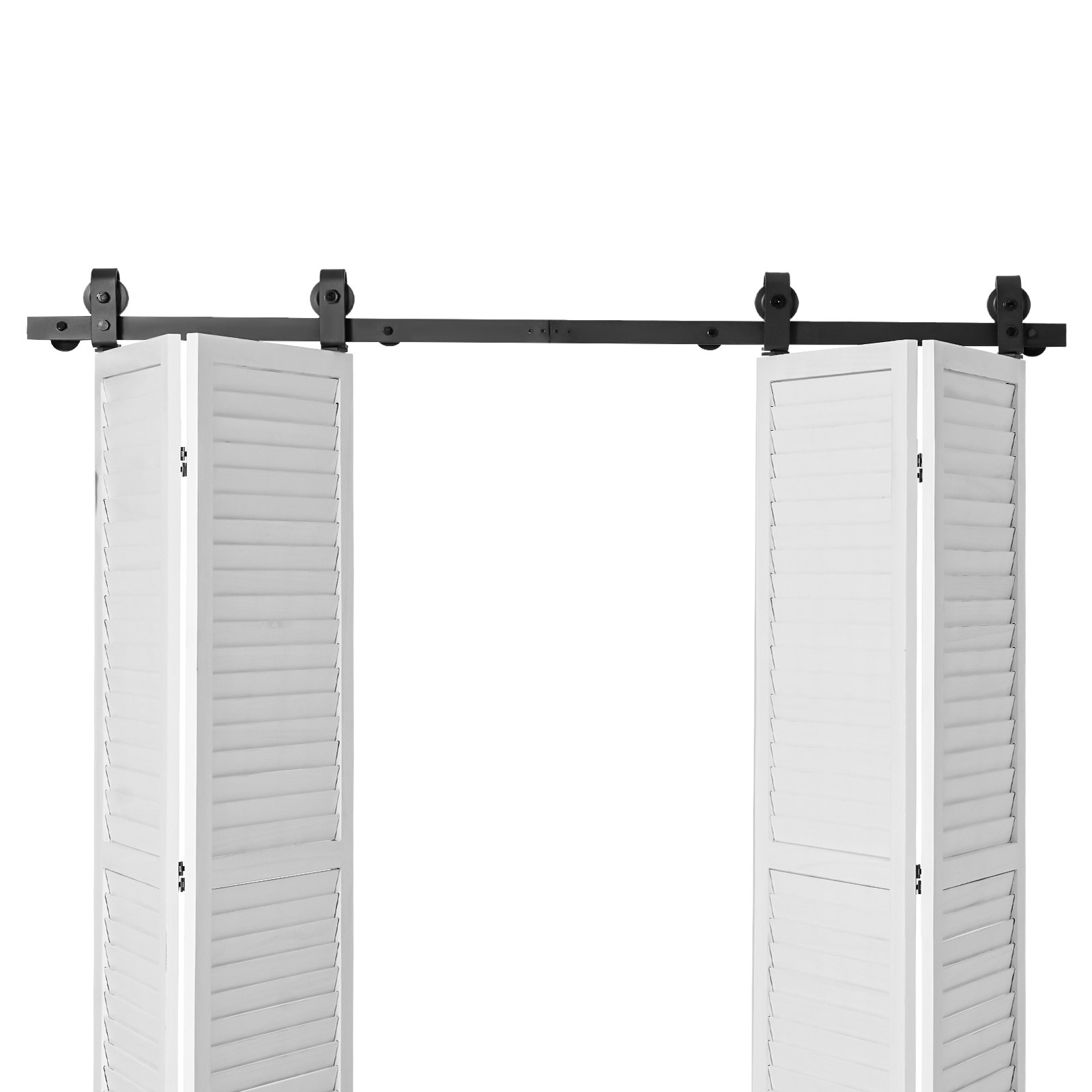 Bi-Folding Sliding Barn Door Hardware Track Kit 76" For Four 18" Doors