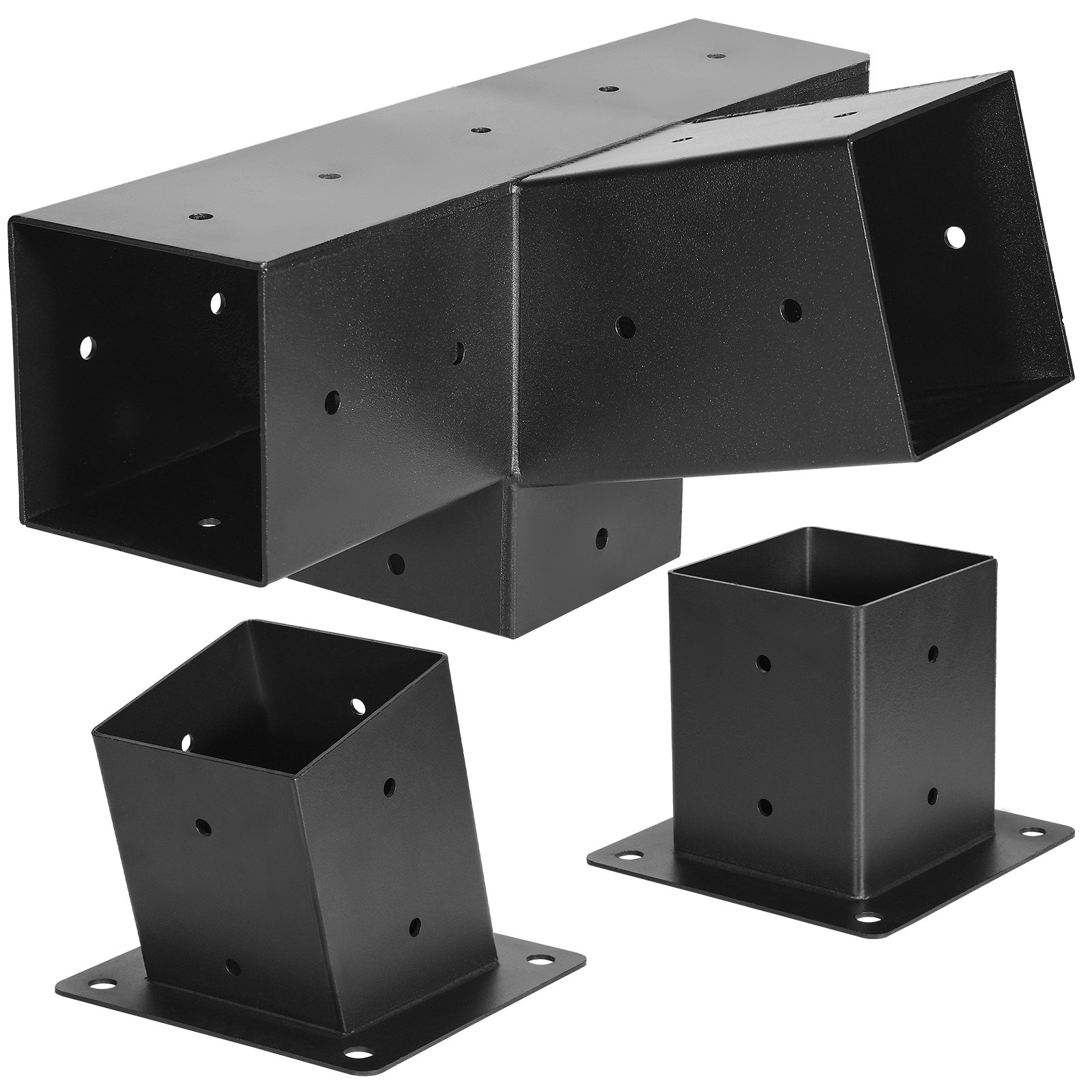 4x4 Inch Pergola Bracket Kit Inner 3.5x3.5 4-Way Slanted Brackets DIY Post