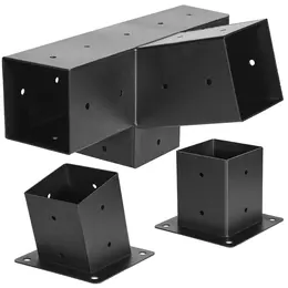 4x4 Inch Pergola Bracket Kit Inner 3.5x3.5 4-Way Slanted Brackets DIY Post