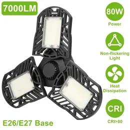 LED Garage Light, IMounTEK E26/E27 80W 7000LM 6500K Garage Ceiling Light Deformable Workshop Lamp LED Ceiling Light Bulbs
