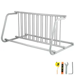 10 Holders Floor Bike Rack, 59' Length All-Steel Grid Bike Rack, 10-Bike Capacity Dual-Side Storage Stand For Garages Streets Yards Bike Events