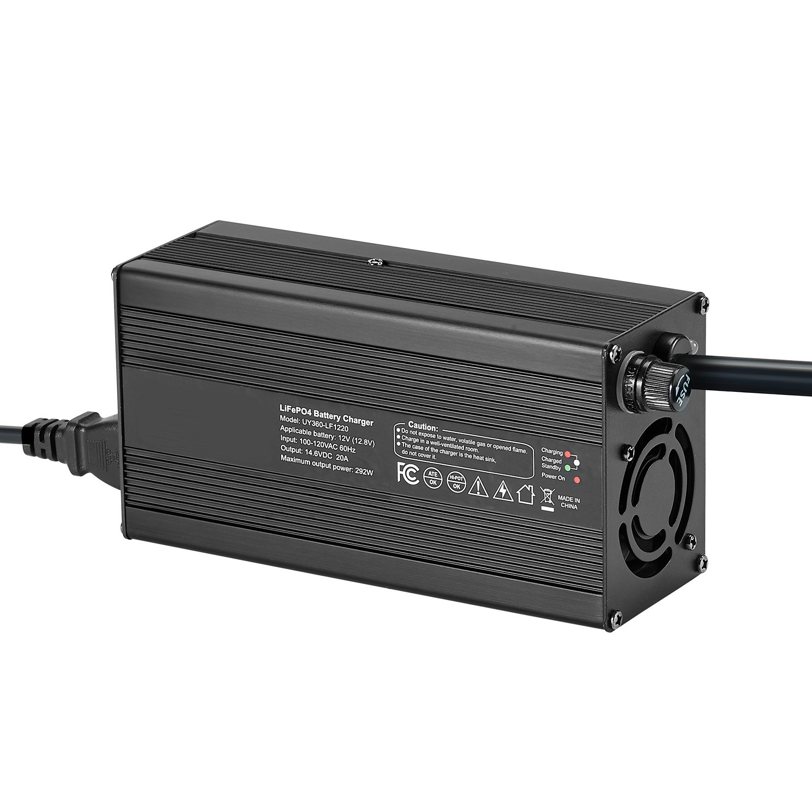 12V 20A Lithium Battery Charger 14.6V AC-DC LiFePO4 Smart Charger For RV