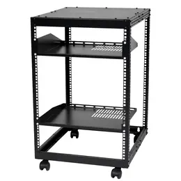 15U Open Frame Server Rack, 23''-40'' Adjustable Depth, Free Standing Or Wall Mount Network Server Rack, 4 Post AV Rack With Casters, Holds All Your Networking IT Equipment AV Gear Router Modem