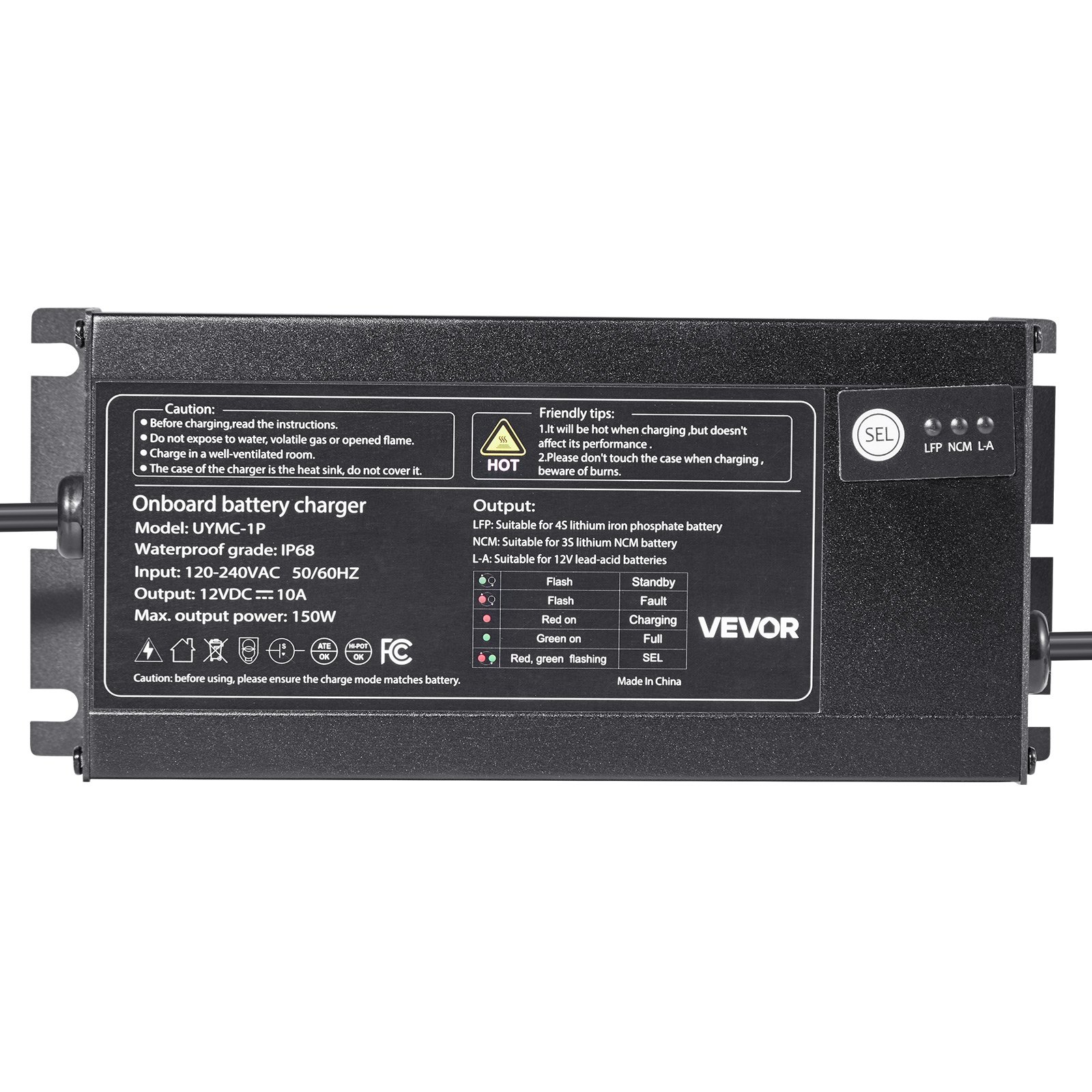 1-Bank 10A 12V Smart Marine Battery Charger Onboard IP68 Waterproof Boat RV