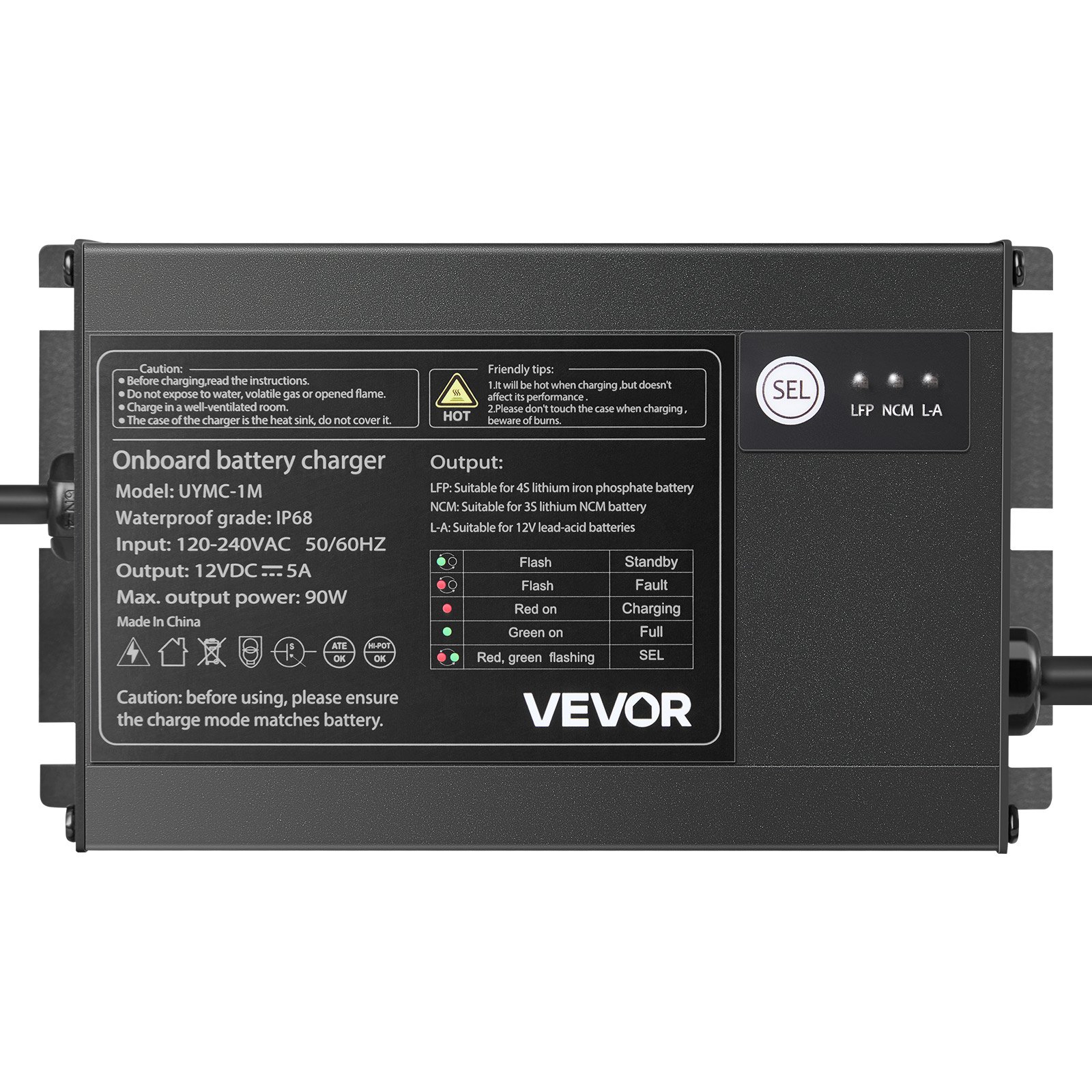 1-Bank 5A 12V Smart Marine Battery Charger Onboard IP68 Waterproof Boat RV Yacht