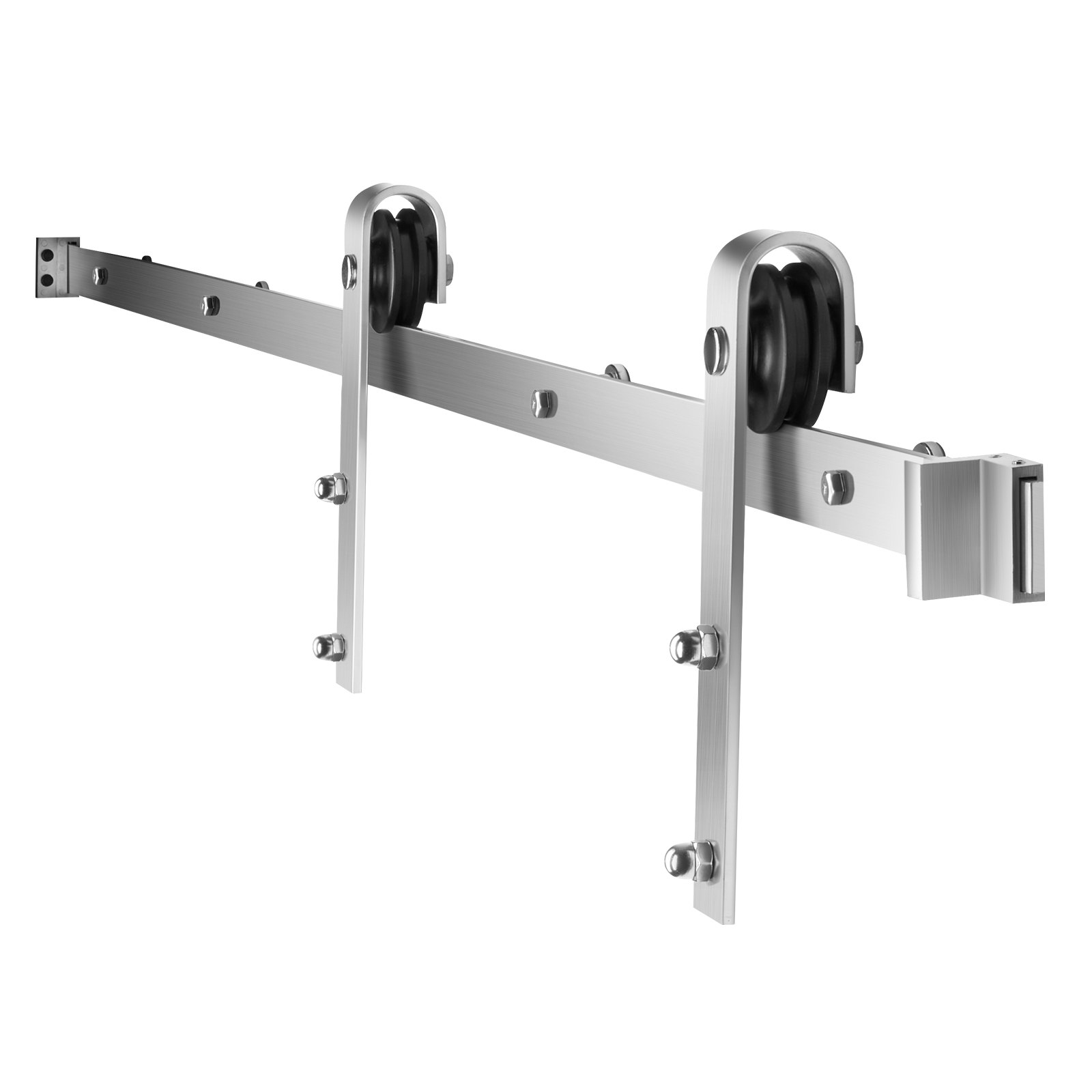 6.6FT Sliding Barn Door Hardware Kit For Single Sliding Barn Door Silver
