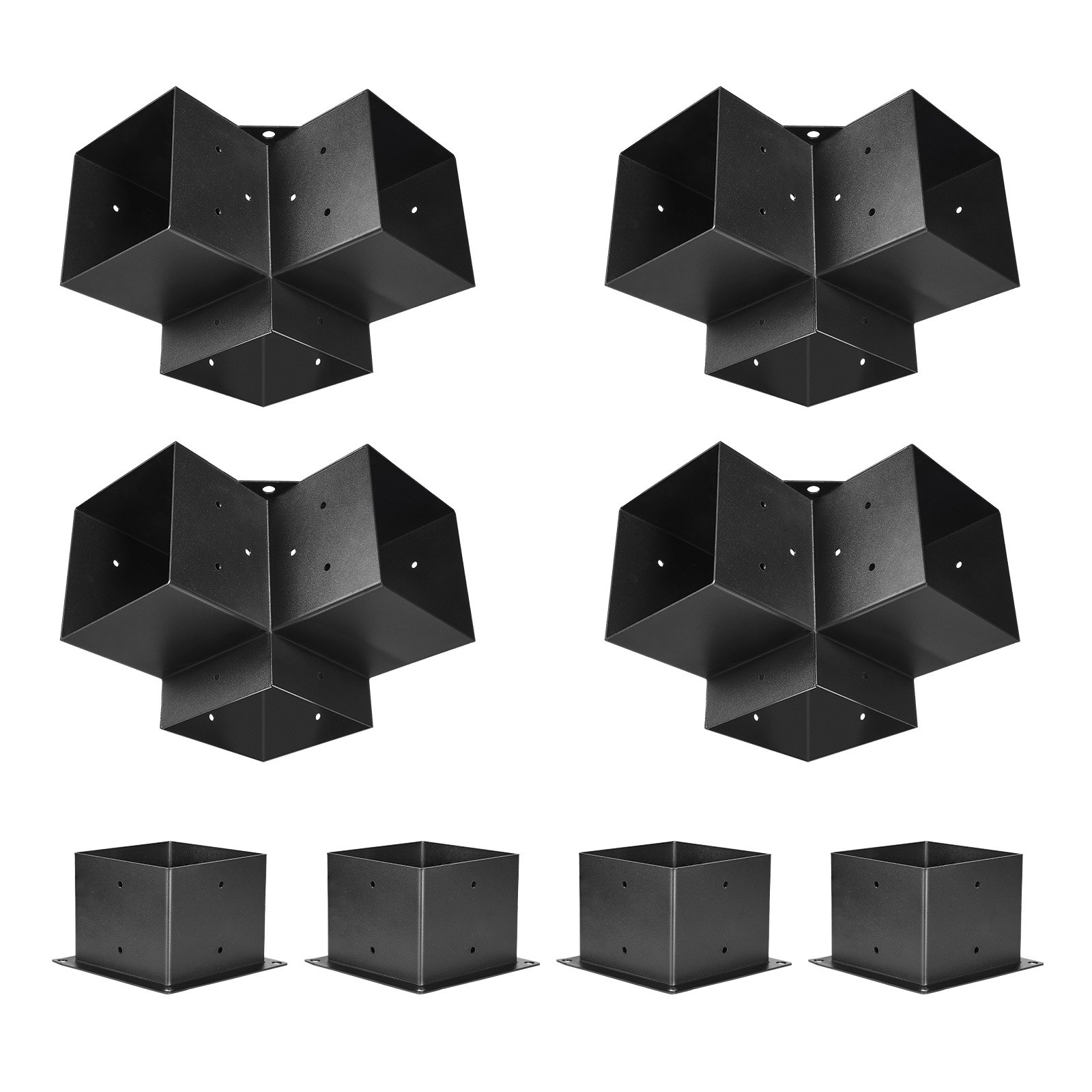 Main product image of 6x6 Inch Pergola Bracket Kit, 5.5x5.5 Inner, 3-Way, 4 Brackets & 4 Bases