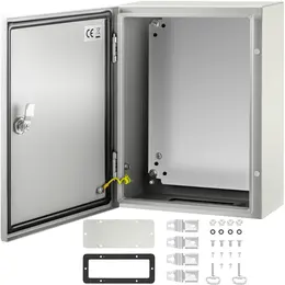 Electrical Enclosure Box, 16'' ×12'' ×6'', Carbon Steel Hinged Junction Box, IP66 Waterproof & Dustproof, Outdoor Electrical Box, With Mounting Plate