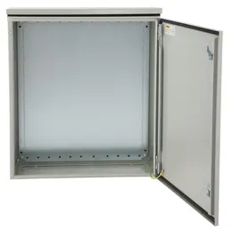 24x24x12in NEMA 4 IP65 Carbon Steel Hinged Electrical Enclosure with Rain Hood