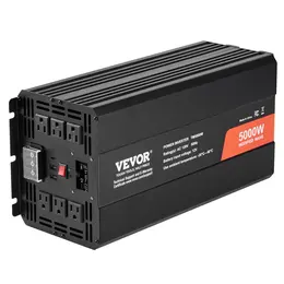 Modified Sine Wave Inverter, 5000W, DC 12V to AC 120V, 6 AC Outlets, 2 USB, 1 Type-C, LCD, Remote