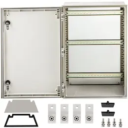 NEMA Steel Enclosure, 24 X 16 X 9'' NEMA 4X Fiberglass Electrical Box, IP66 Waterproof & Dustproof, Outdoor/Indoor Electrical Junction Box, With Mounting Plate(60 X 40 X 23 Cm)