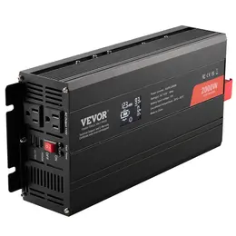 2000W Pure Sine Wave Inverter, DC 12V to AC 120V, 2 AC Outlets, 2 USB, 1 Type-C, LCD, Remote