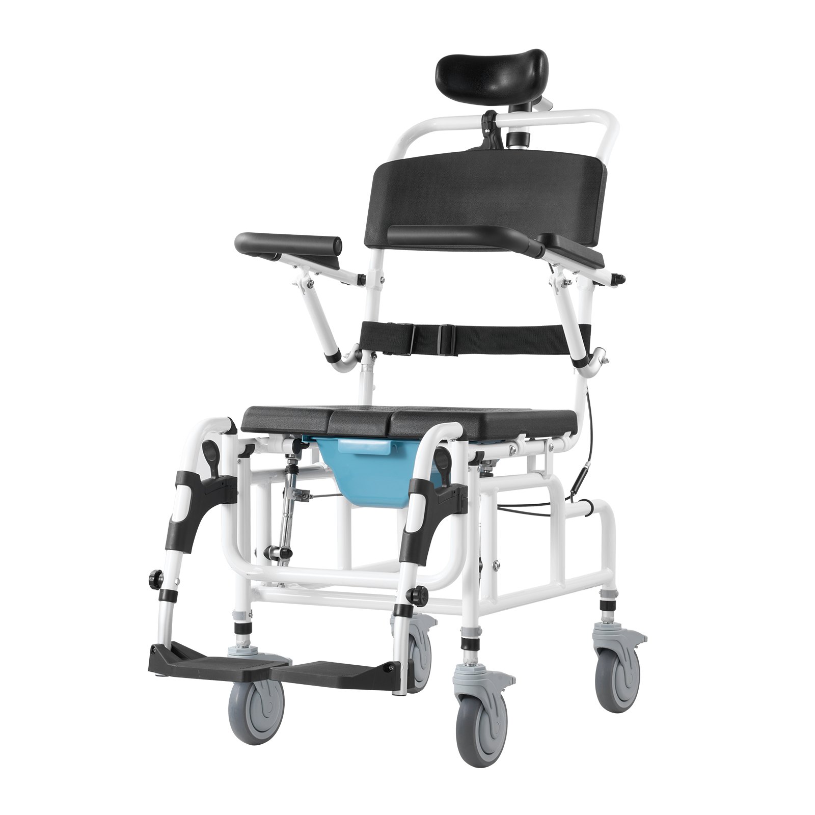 Shower Wheelchair 17.5in Al Alloy Bathroom Wheelchair For Disabled Adult